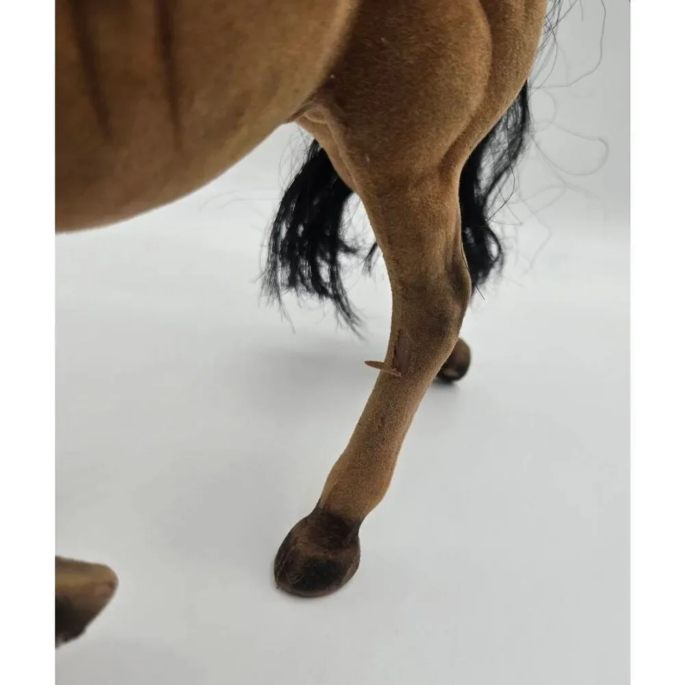 Flocked Horse Figure Brown Black w/ Saddle